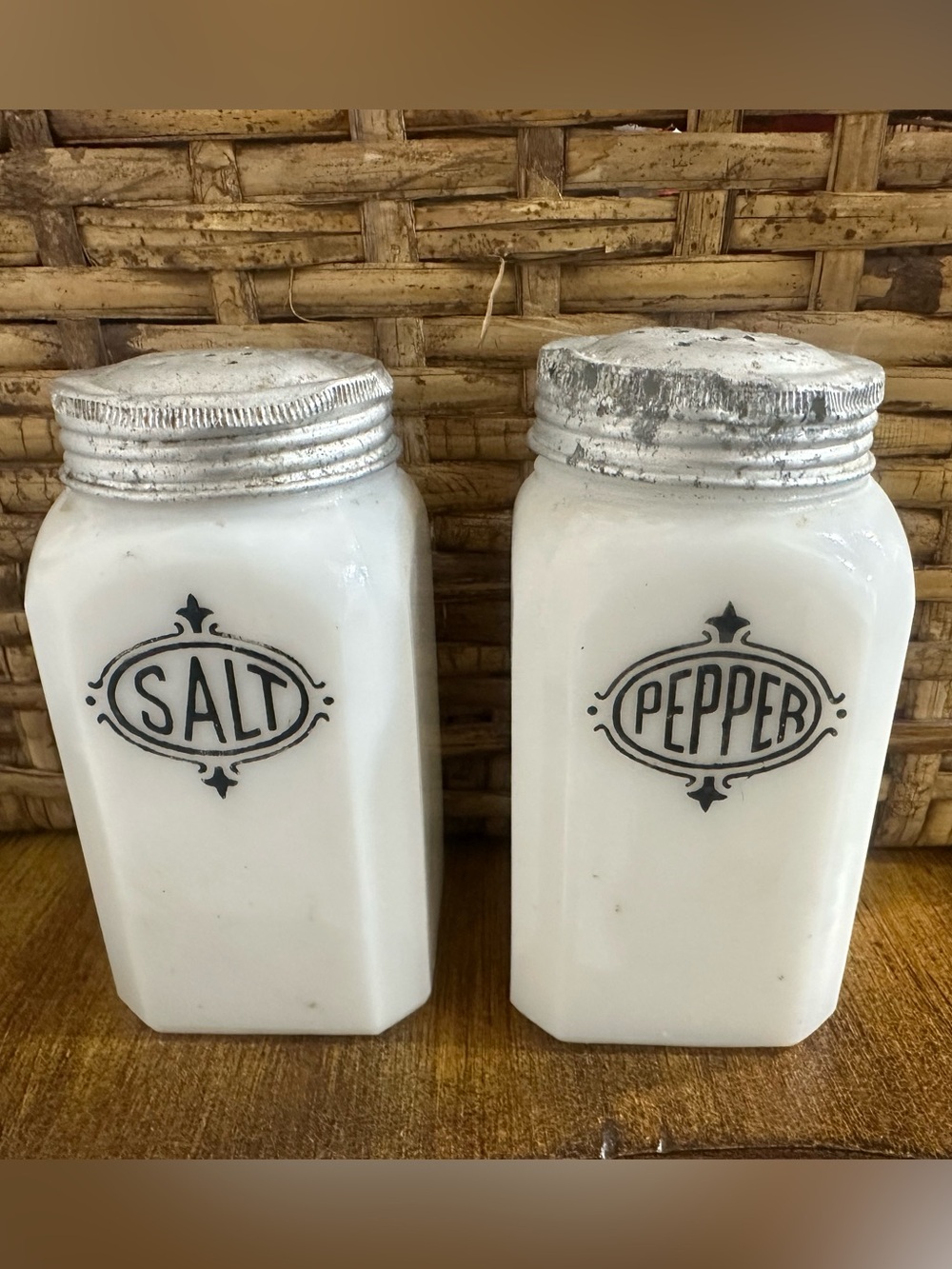 Vintage Hazel Atlas Milk Glass Stovetop Shakers